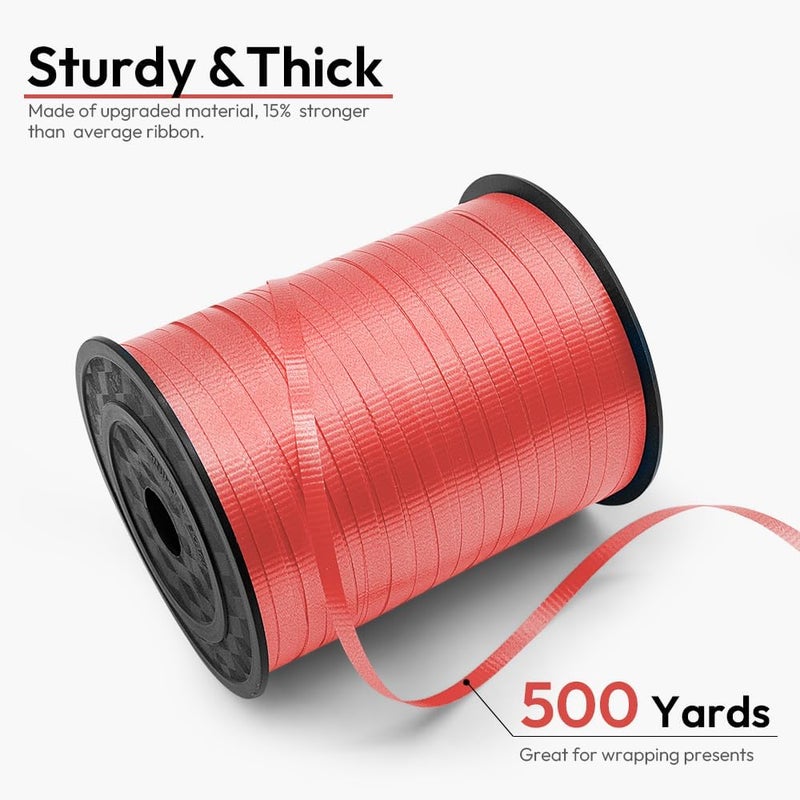 HimBen 500 Yards Curling Ribbon for Gift Wrapping, 3/16" Balloon String for Christmas Valentine Birthday Wedding Party Festival Decoration, Crafts, Flower Bouquet(Crimped Red) - Image 2
